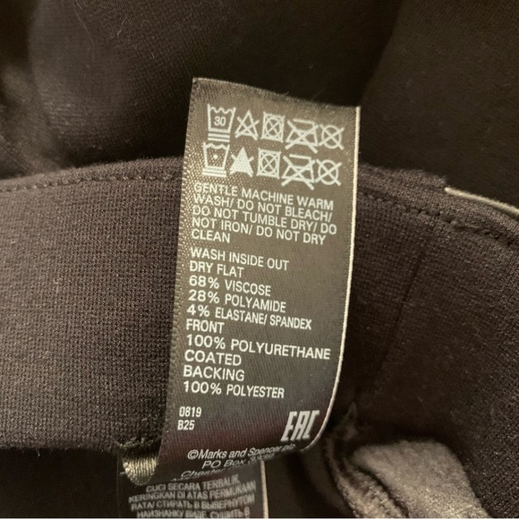 M&S Collection (Marks and Spencer) Faux Leather Contrast Legging Black Size 2 - Picture 9 of 10